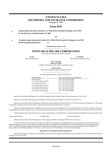 Thumbnail Tenet Healthcare 10-K Annual Report 