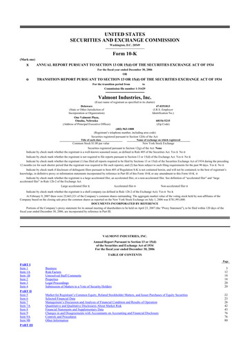 Thumbnail Valmont Industries
 10-K Annual Report 