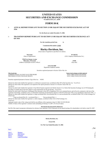 Thumbnail Harley-Davidson
 10-K Annual Report 