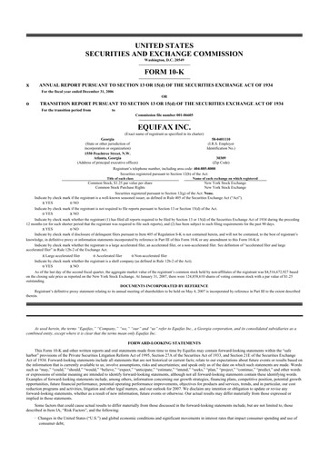 Thumbnail Equifax 10-K Annual Report 