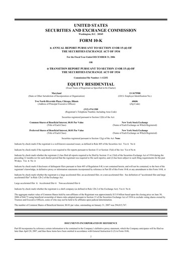 Thumbnail Equity Residential
 10-K Annual Report 