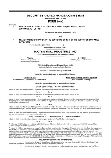 Thumbnail Tootsie Roll Industries
 10-K Annual Report 