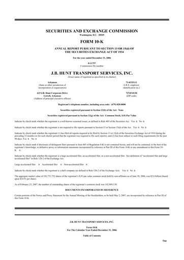 Thumbnail J. B. Hunt
 10-K Annual Report 