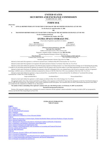 Thumbnail Extra Space Storage
 10-K Annual Report 