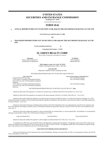 Thumbnail SL Green Realty
 10-K Annual Report 