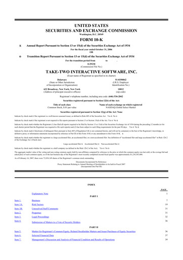 Thumbnail Take-Two Interactive
 10-K Annual Report 