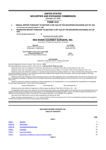 Thumbnail Red Robin
 10-K Annual Report 