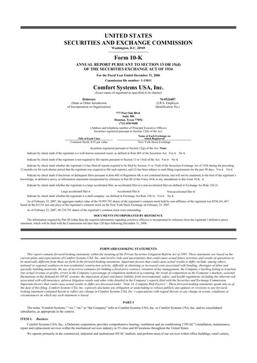 Thumbnail Comfort Systems USA 10-K Annual Report 