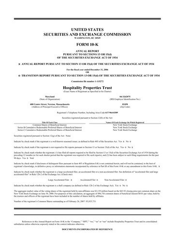 Thumbnail Service Properties Trust 10-K Annual Report 