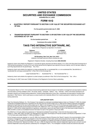 Thumbnail Take-Two Interactive
 10-Q Quarterly Report FY 