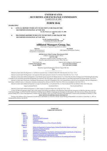 Thumbnail Affiliated Managers Group 10-K Annual Report 