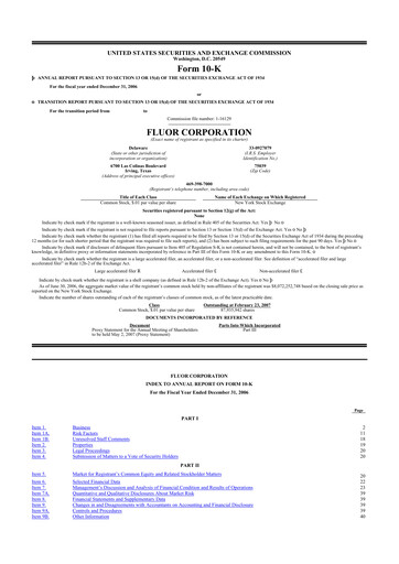 Thumbnail Fluor Corporation
 10-K Annual Report 