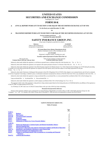 Thumbnail Safety Insurance
 10-K Annual Report 