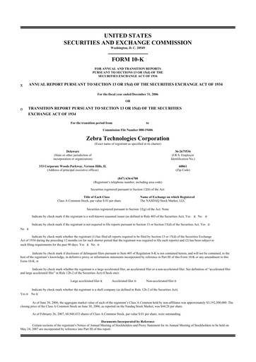 Thumbnail Zebra Technologies 10-K Annual Report 