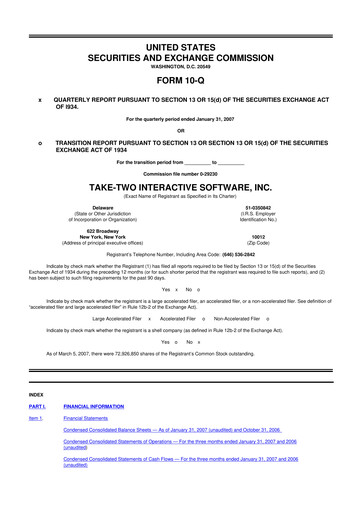 Thumbnail Take-Two Interactive
 10-Q Quarterly Report FY 