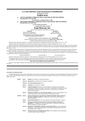 Thumbnail Eagle Bancorp 10-K Annual Report 