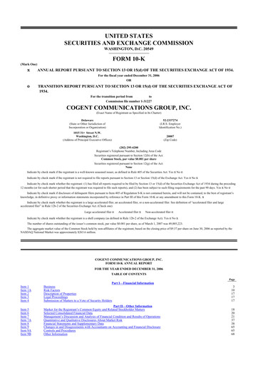 Thumbnail Cogent Communications
 10-K Annual Report 