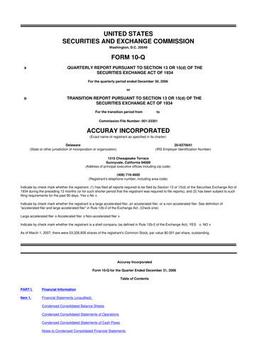 Thumbnail Accuray 10-Q Quarterly Report FY 