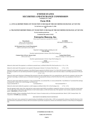 Thumbnail Enterprise Bancorp 10-K Annual Report 