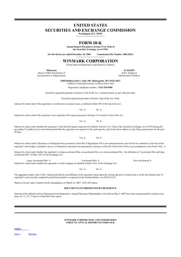 Thumbnail Winmark 10-K Annual Report 