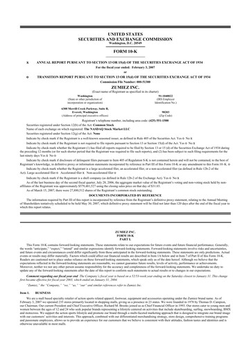 Thumbnail Zumiez 10-K Annual Report 