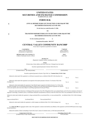 Vorschaubild Community West Bancshares 10-K Jahresbericht 