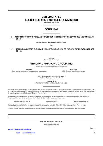 Thumbnail Principal Financial Group 10-Q Quarterly Report FY 