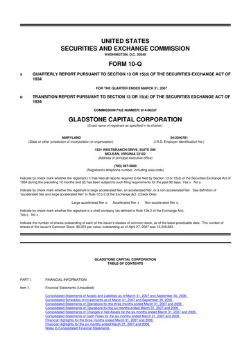 Thumbnail Gladstone Capital Corporation 10-Q Quarterly Report FY 