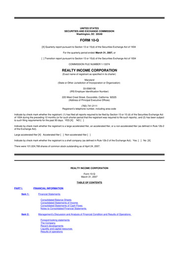 Vorschaubild Realty Income 10-Q Quartalsbericht  