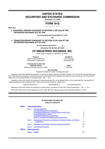 Thumbnail CF Industries
 10-Q Quarterly Report FY 