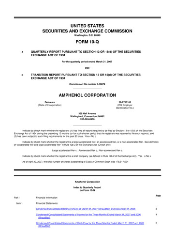 Thumbnail Amphenol 10-Q Quarterly Report FY 