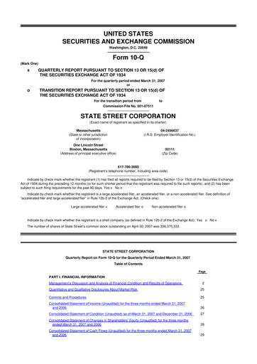 Thumbnail State Street Corporation
 10-Q Quarterly Report FY 
