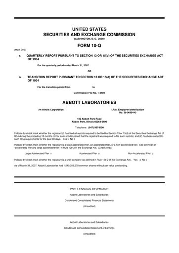 Thumbnail Abbott Laboratories 10-Q Quarterly Report FY 