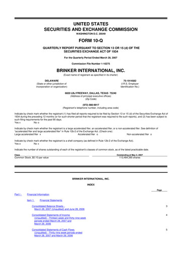 Thumbnail Brinker International
 10-Q Quarterly Report FY 