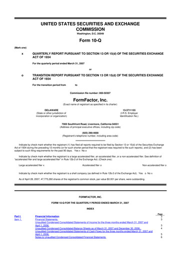 Thumbnail FormFactor 10-Q Quarterly Report FY 