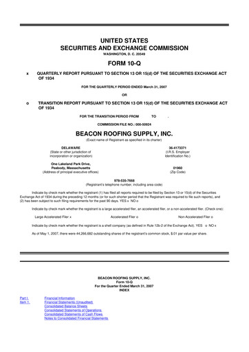 Thumbnail Beacon Roofing Supply 10-Q Quarterly Report FY 