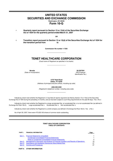 Thumbnail Tenet Healthcare 10-Q Quarterly Report FY 