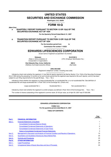 Thumbnail Edwards Lifesciences 10-Q Quarterly Report FY 
