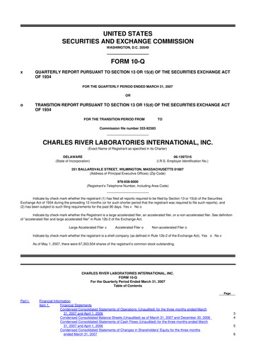 Vorschaubild Charles River Laboratories
 10-Q Quartalsbericht  
