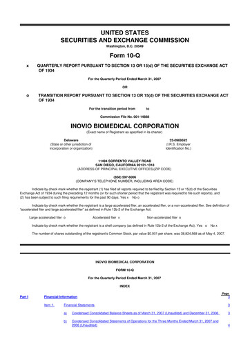 Miniature Inovio Pharmaceuticals 10-Q Rapport trimestriel  