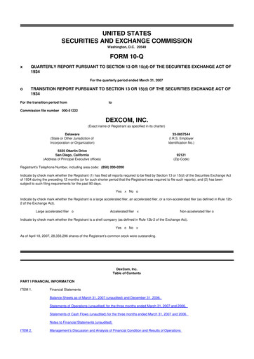 Thumbnail DexCom 10-Q Quarterly Report FY 