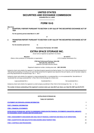 Vorschaubild Extra Space Storage
 10-Q Quartalsbericht  