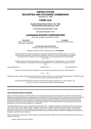 Thumbnail Louisiana-Pacific
 10-Q Quarterly Report FY 