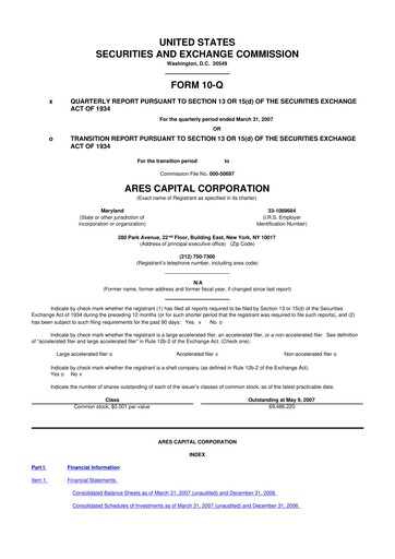 Thumbnail Ares Capital
 10-Q Quarterly Report FY 