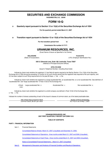 Thumbnail Westwater Resources
 10-Q Quarterly Report FY 