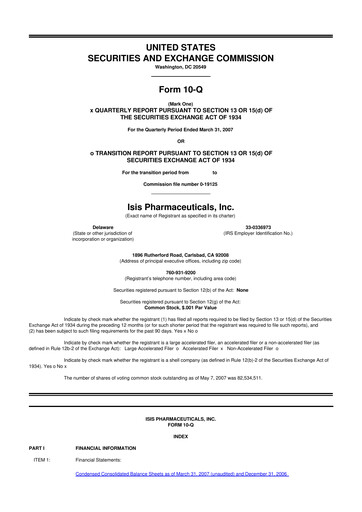 Thumbnail Ionis Pharmaceuticals
 10-Q Quarterly Report FY 
