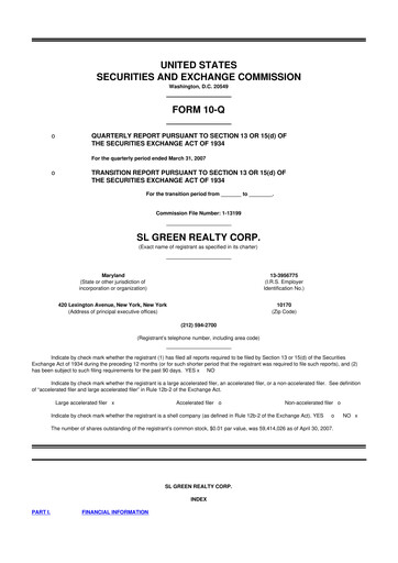 Thumbnail SL Green Realty
 10-Q Quarterly Report FY 