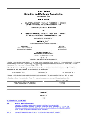 Thumbnail Gaia 10-Q Quarterly Report FY 