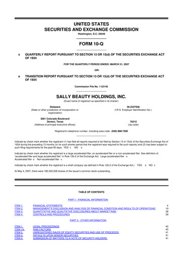 Thumbnail Sally Beauty Holdings 10-Q Quarterly Report FY 