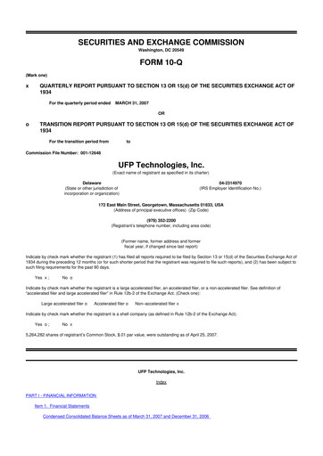 Vorschaubild UFP Technologies
 10-Q Quartalsbericht  